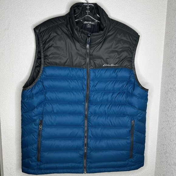 Eddie Bauer Vest Mens Large Blue Gray Down Puffer Quilted Insulated Zip Pockets - Picture 2 of 16